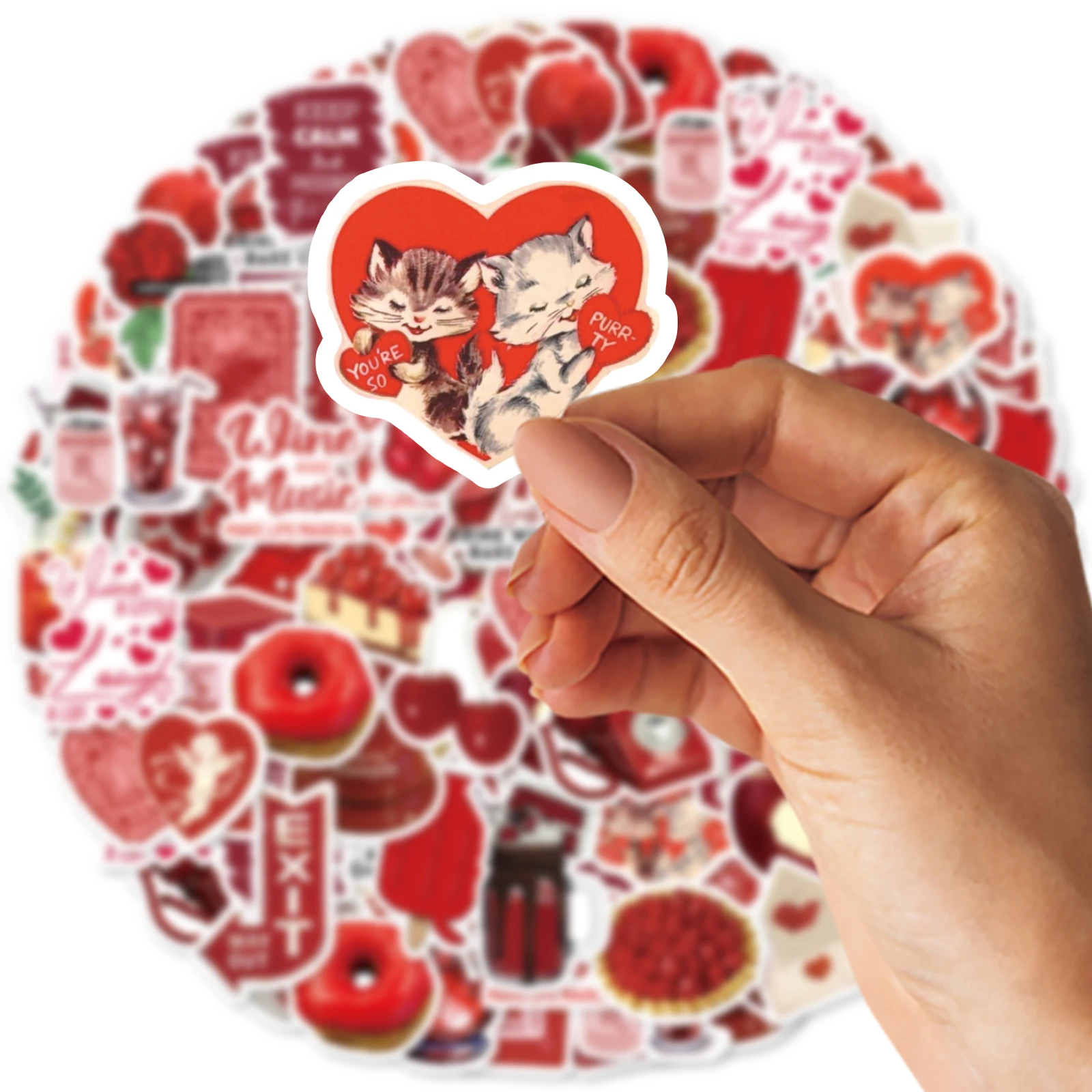 30pcs Rose, Cherry Red Graffiti Stickers Decorated Notebook Water Cup Suitcase Guitar Classic Toy Scrapbook Waterproof PVC Decal 4