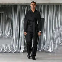 Fashion Men Suits Peaked Lapel Groom Wedding Tuxedos 2 Pieces Customized Prom Blazers Pants Outfit trajes elegante para hombres 1
