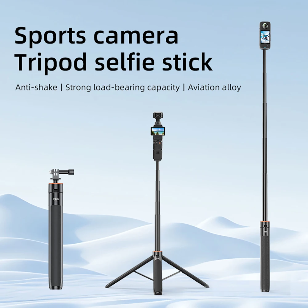 Description Picture 2 of item1.38M Selfie Stick Tripod for DJI Action 4/Pocket 3/Gopro/Instar 360/DSlR Camera Phone Photography Adjustable Extension Holder