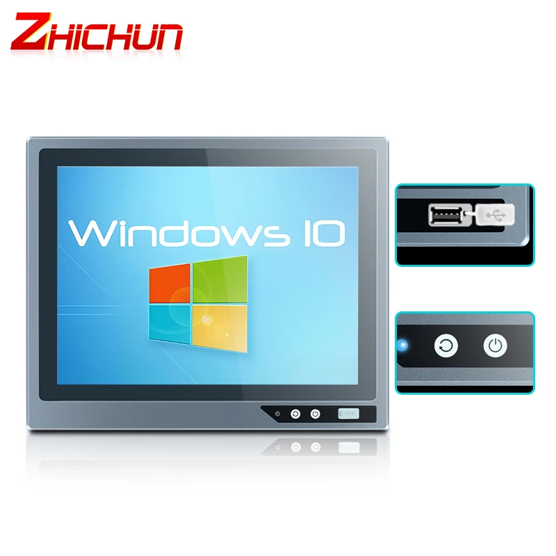 15.6/17 inch HD Insdustrial Monitor Touchscreen Computer All in One Touch Panel PC Computer front USB ZHICHUN hmi touch screen
