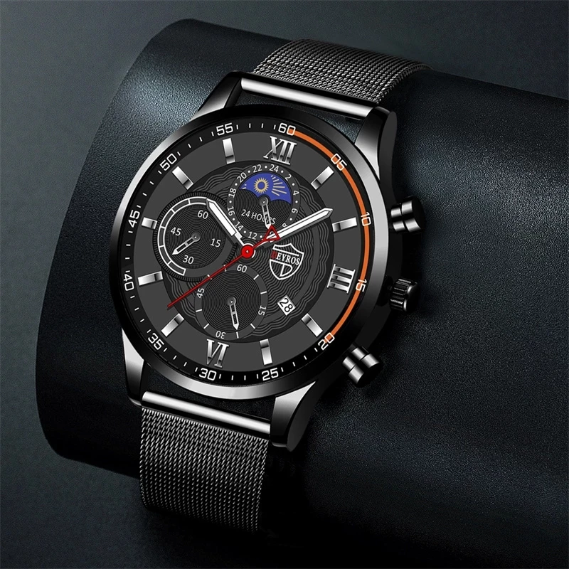 2023 Luxury Brand Fashion Mens Watches Men Business Stainless Steel Mesh Belt Quartz Wrist Watch Man Sports Casual Leather Watch 4