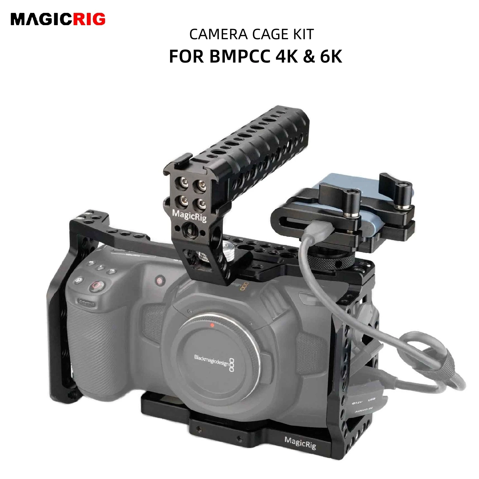 Magicrig Bmpcc 4K & 6K Cage Kit Per Blackmagic Design Bmpcc 4K & 6K Camera, Con Fotocamera Nato Maniglia T5 Ssd Mount Per Samsung T5
