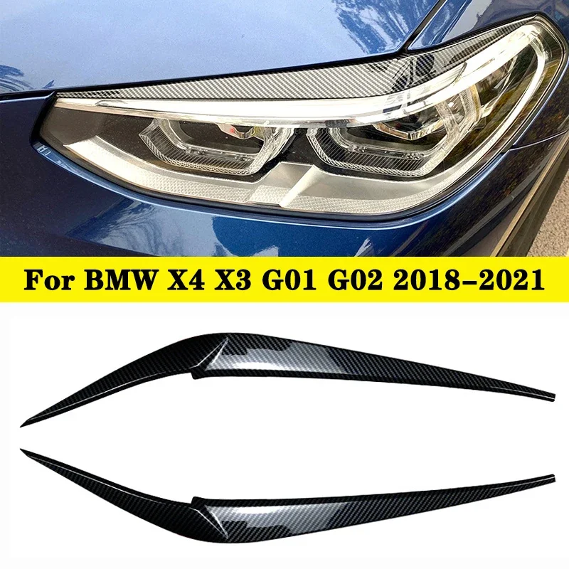 

2Pcs/Pair Car Headlight Eyebrow Eyelid Cover Decoration Trim For BMW X3 X4 G01 G02 2018 2019 2020 2021 ABS Plastic Eyebrows