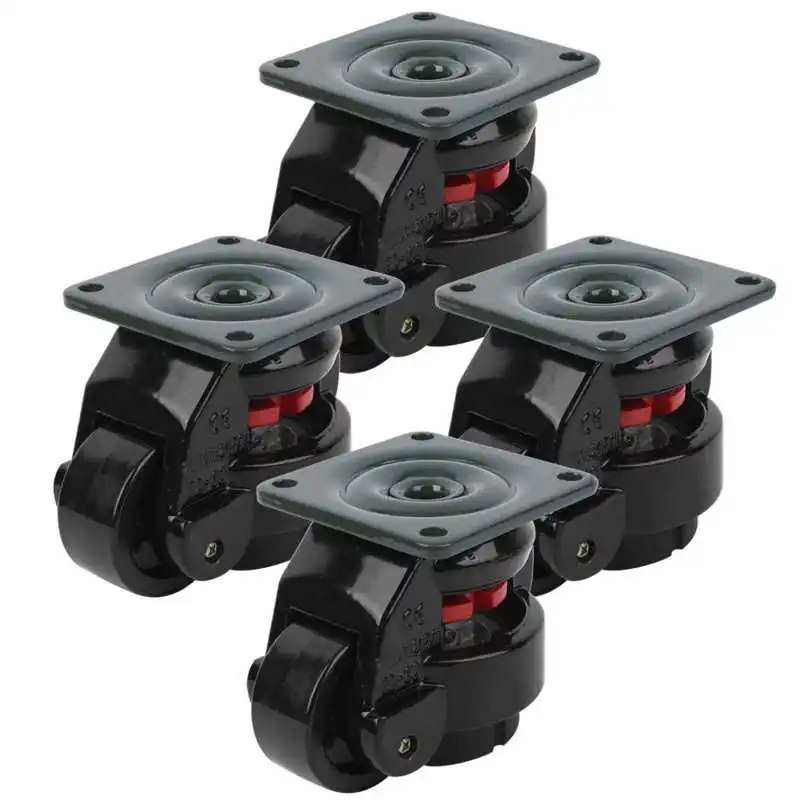 

4Pcs Level Adjustment Casters GD‑60F Heavy Duty Industrial Roller Wheel Leveling Caster Wheels for Moving Work Tables Weld Table