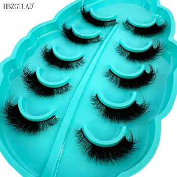 푹신한 천연 소프트 크로스 인조 속눈썹, 볼륨 익스텐션, 3D 밍크 속눈썹, 메이크업, 5 쌍