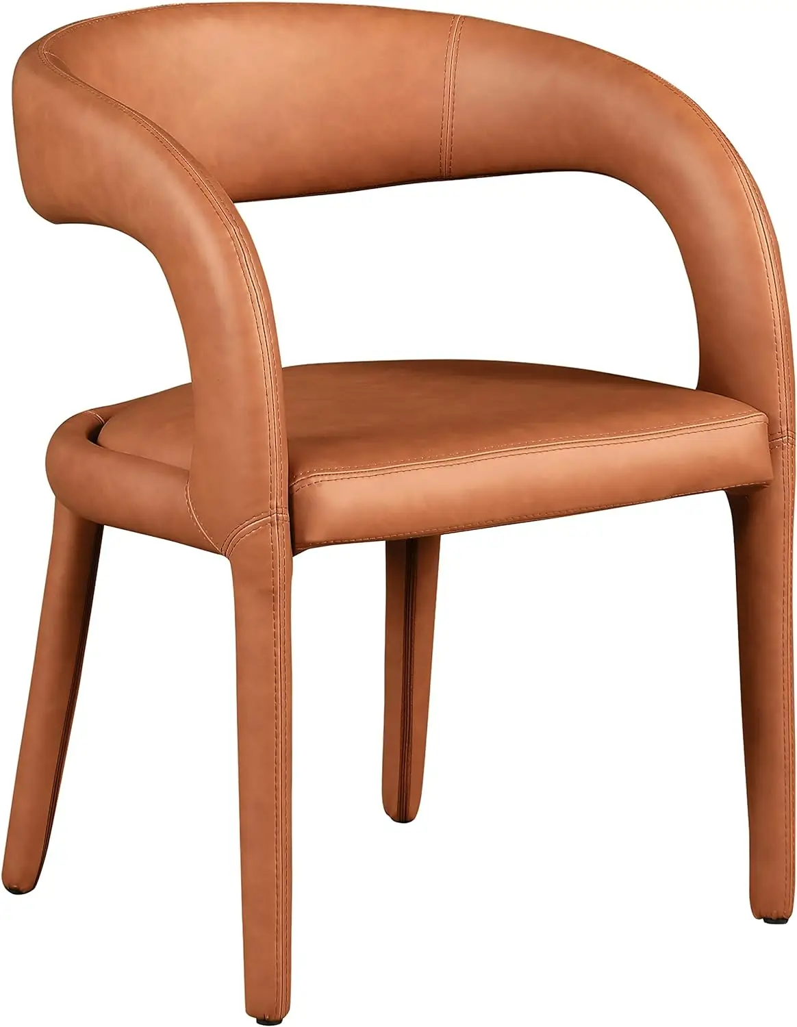 

Meridian Furniture Sylvester Collection Modern | Contemporary Vegan Leather Upholstered Dining Chair with Rounded Back, Cognac