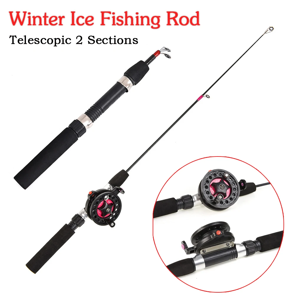 Winter Ice Fishing Rod with Reel Combo EVA Handle Pole Wheel Fishing Tackle  Set