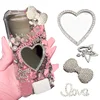 2Pcs Metal Full Diamond Bow Heart Mirrow Handbag Parfum Bottle Junk Phone Case Decoration Charm Accessories Flat Back DIY Craft 1