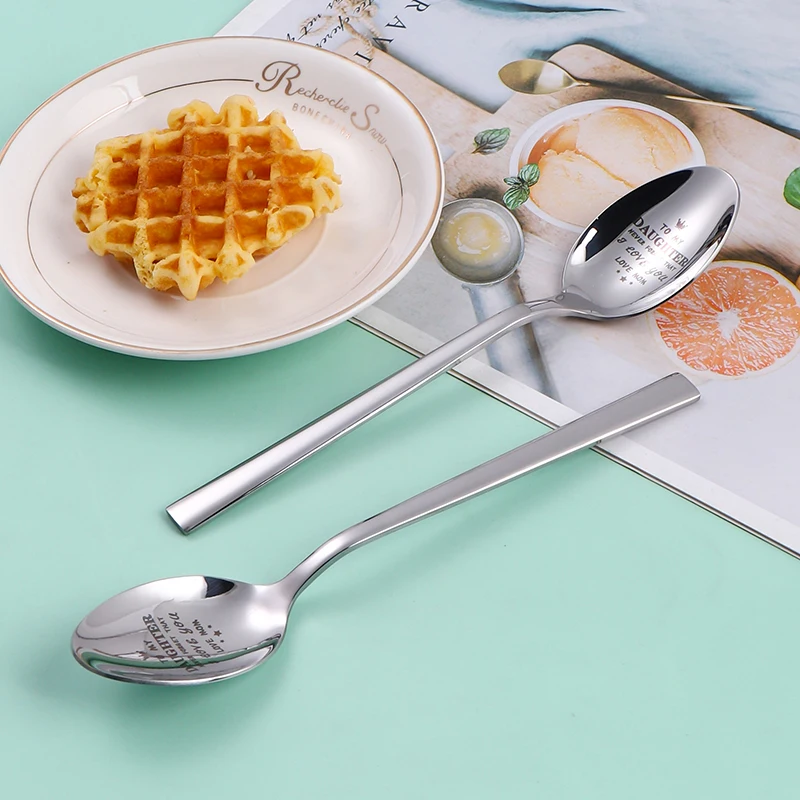 Stainless Steel Tableware Spoon for Christmas Coffee Dessert Tea Ice Cream Fruit 1Piece stainless steel spoon tea spoon