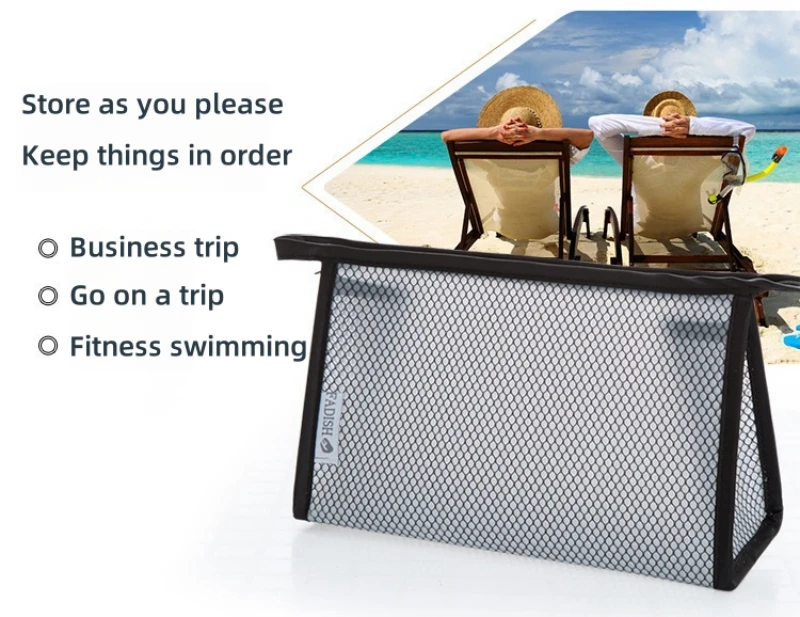 Description Picture 4 of itemMesh Makeup Bag Zipper Pouch Cosmetic Organizer Case Travel Toiletry Bags Organize Supplies Daily Cosmetics Accessories for