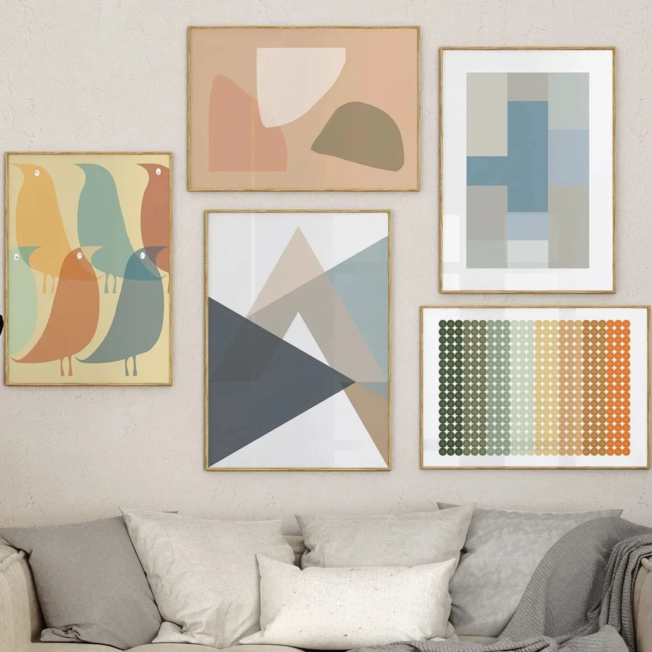 

Colorful Abstract Nordic Posters And Prints Geometric Gradient Graphic Bird Wall Art Canvas Painting Living Room Home Decoration