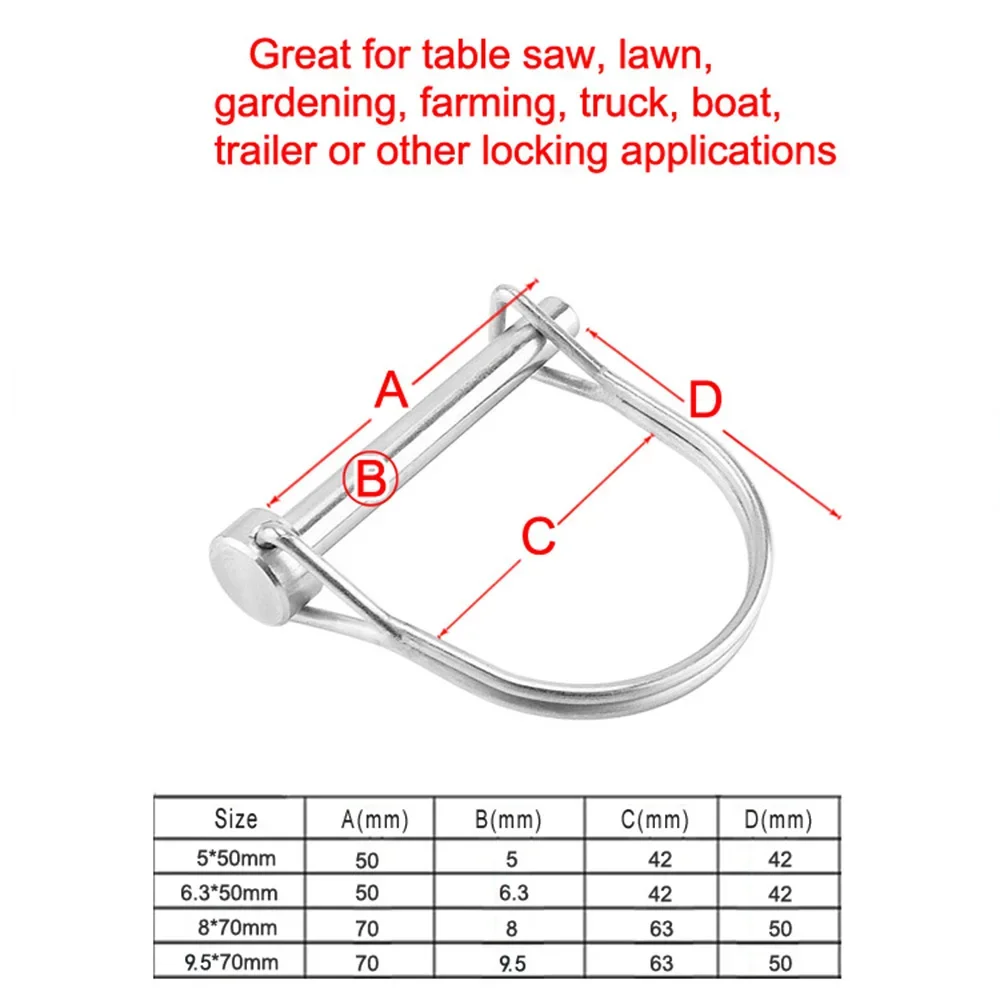 Stainless Steel Quick Release Pin Round Arch Wire Shaft Locking Pin Safety Coupler Retainer Farm Trailers Wagons Lawn Garden stainless steel ball lock pins