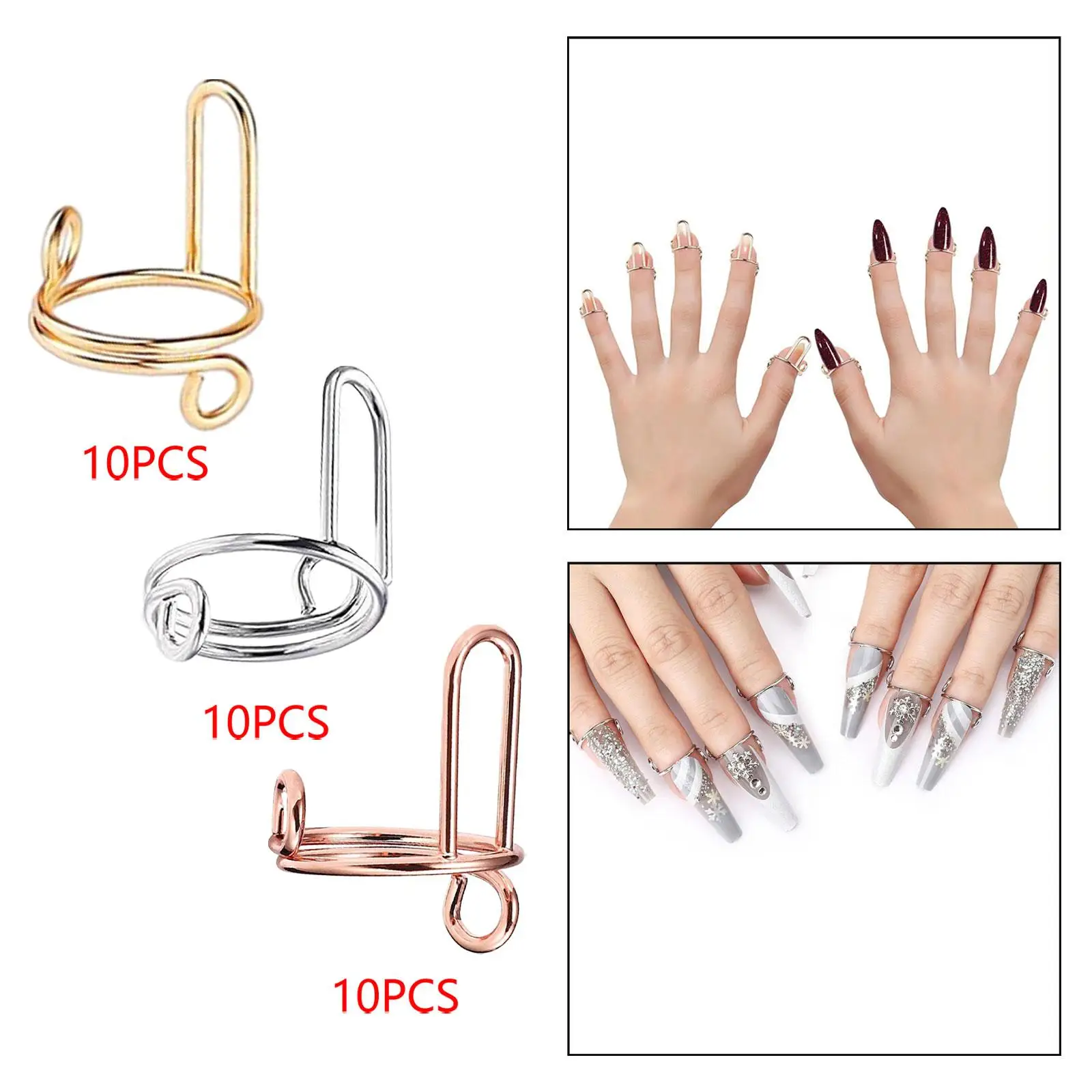 10Pcs Fingernail Rings Daily Wear Detachable Women Gift Halal Nail Ring Set