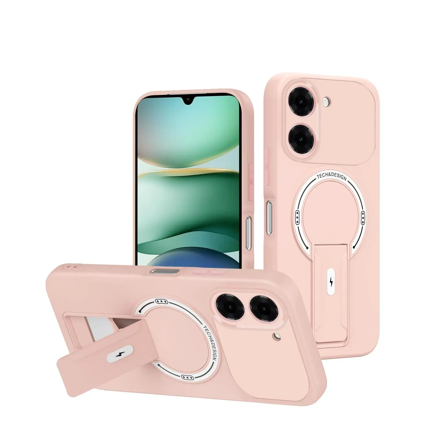 Magnetic Kickstand Armor Phone Case with Wireless Charging Compatibility