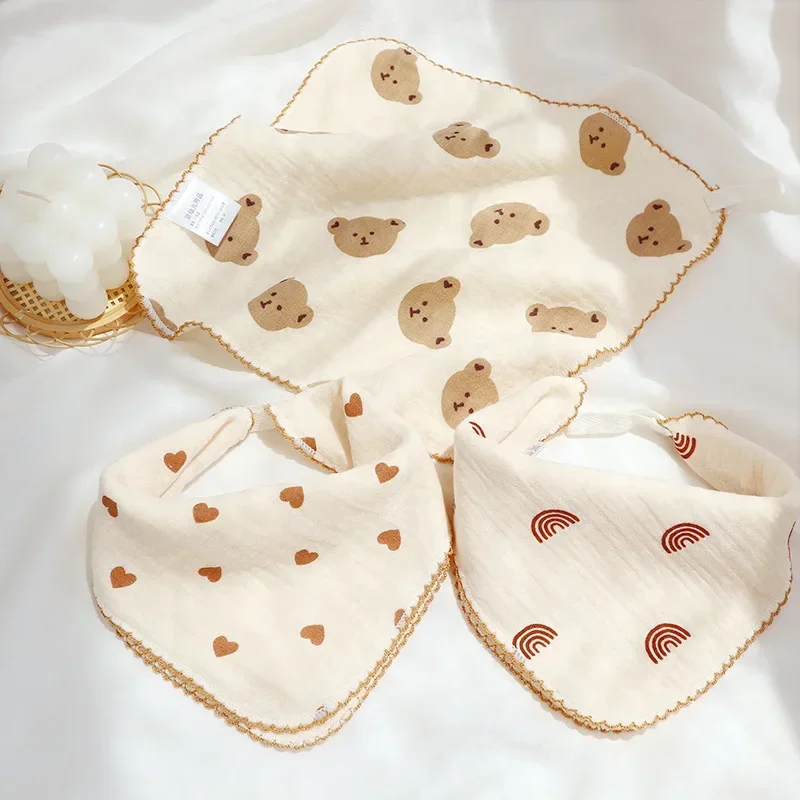 Cotton Baby Face Towel Newborn Baby Items 4 Layer Muslin Bibs Handkerchief Soft Saliva Towel Triangle Feeding Burp Cloths