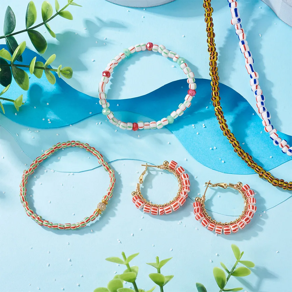 10 Strands Handmade Lampwork Beads Column Loose Spacer Bead Charms For Jewelry Making Necklace Bracelet DIY Accessories  4~6mm