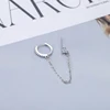 Boucles d'oreilles tendance en acier inoxydable pour femmes, 1 pièce, chaîne à Double perçage, fleur coréenne, Zircon, clous de perçage, bijoux à la mode