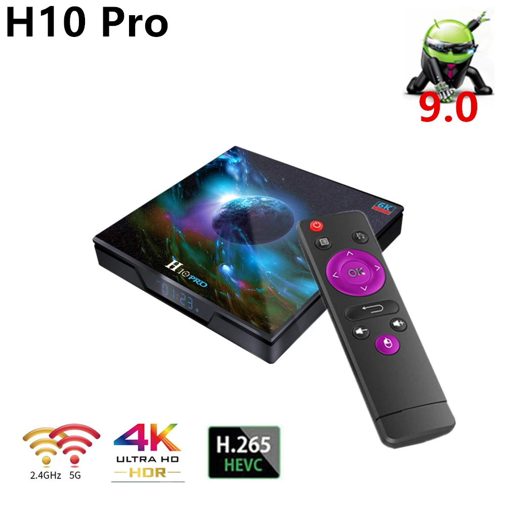 H10 Pro Smart Android 9.0 Tv Box H6 Quad-Core 4Gb 32Gb 4K Tv Box Dual Wifi Set Top Box Lettore Multimediale