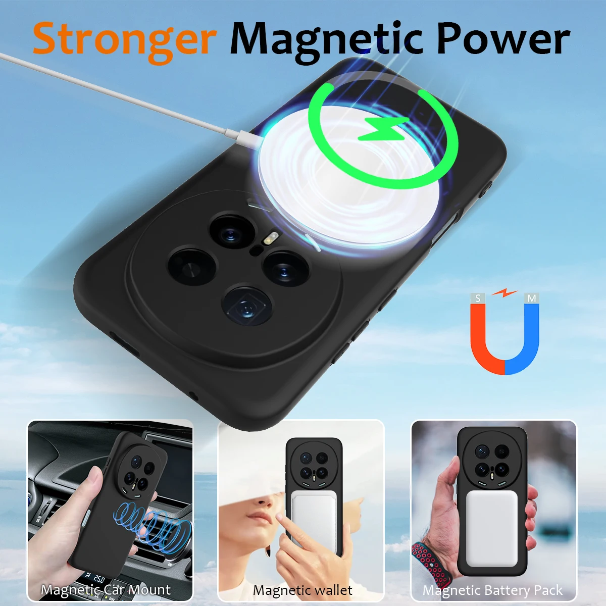 Premium Matte Liquid Silicone Case - Anti-Fingerprint Magnetic Wireless Armor Back Cover