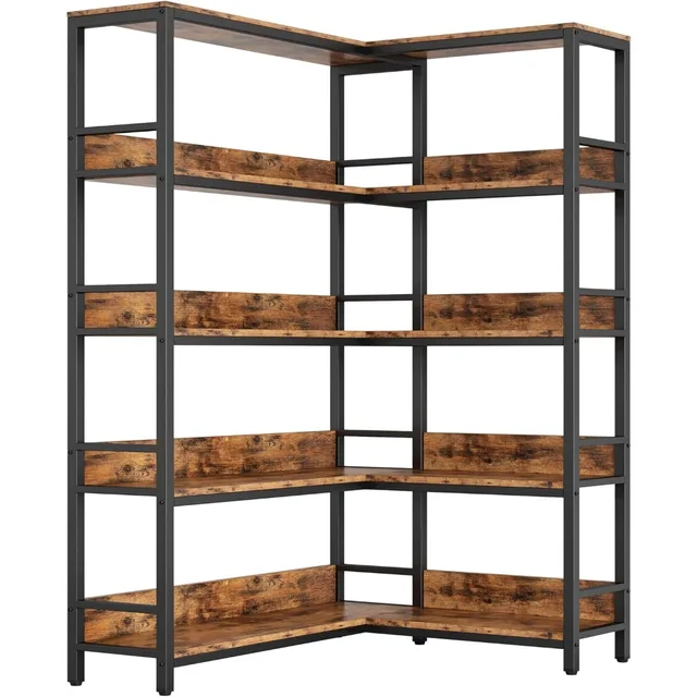 Industrial 5-Tier Corner Bookshelf 3