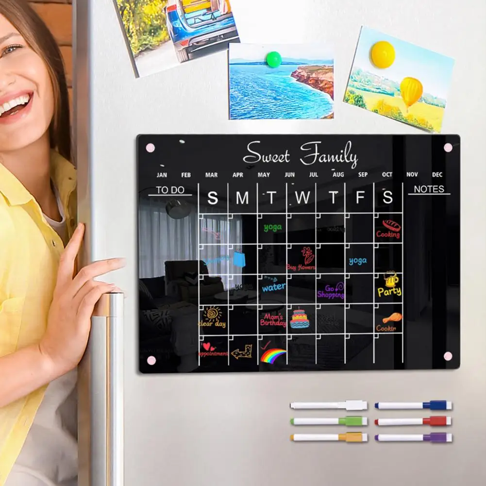 Weekly Planner Black Magnetic Whiteboard Grocery List Organizer Black Calendar Weekly Planner Whiteboard with Magnetic Fridge