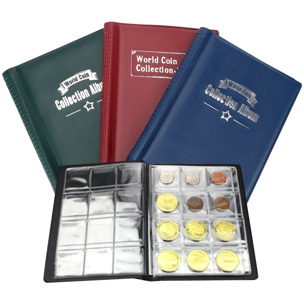 Album Book Coins Collection Organizer Storage Bags PVC Film Artificial PU Leather 120/60 Pockets