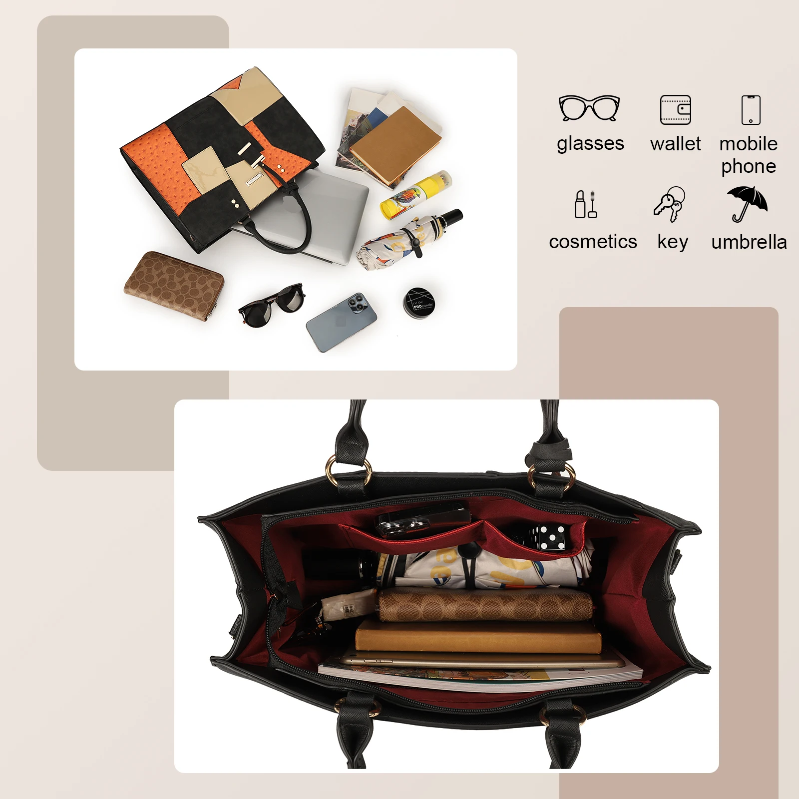 حقيبة يد نسائية متعددة الوظائف والاستخدامات، حقيبة...