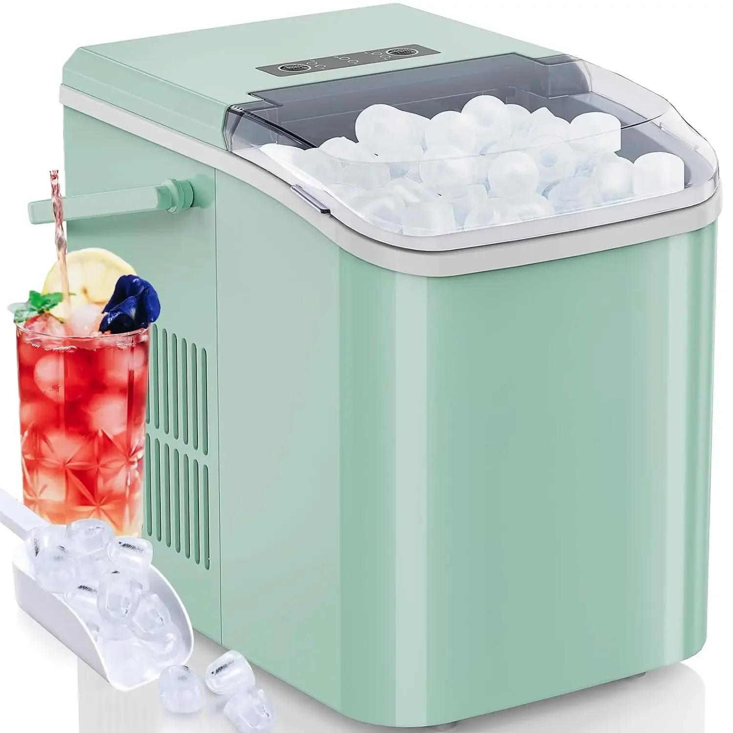 NEW Countertop Ice Maker, Portable Ice Machine Self-Cleaning, 9 Cubes in 6 Mins, 26.5lbs/24Hrs, 2 Sizes of Bullet