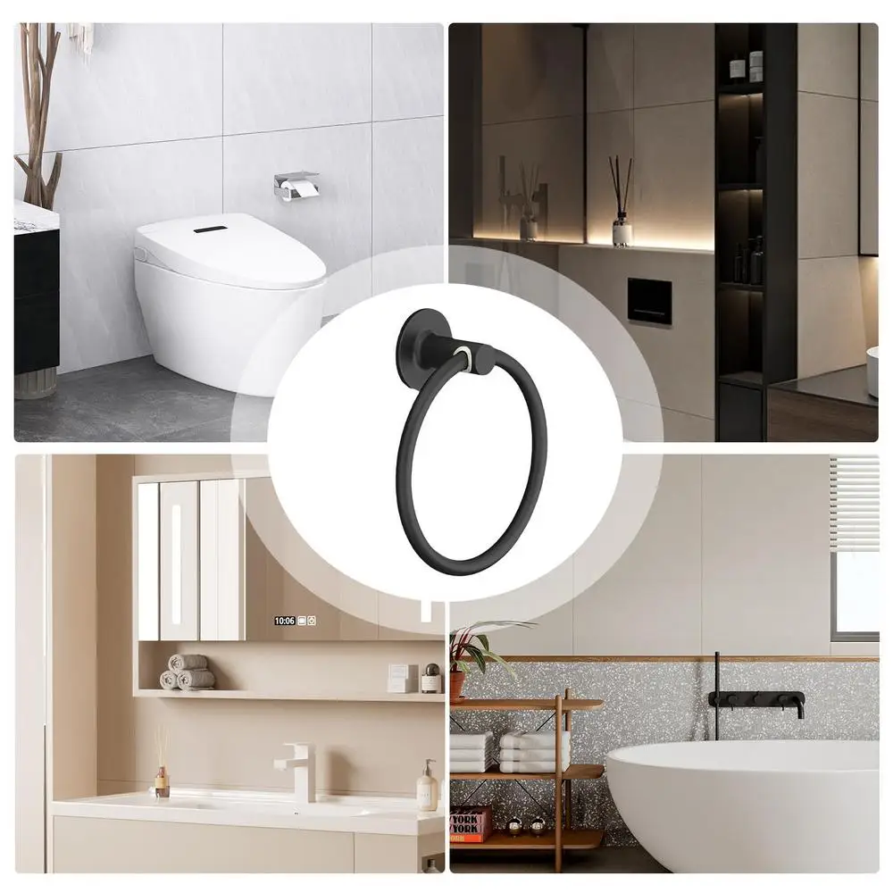 Description Picture 5 of itemBathroom Towel Holder Space Aluminum Wall Mount No Punching Easy Installation Round Towel Ring For Bathroom Kitchen