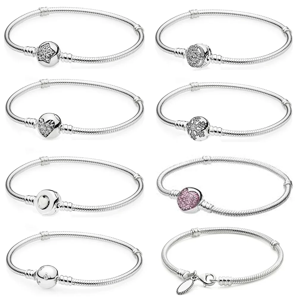 

2020 NEW 100% 925 Sterling Silver Moments Snowflake Charm Bracelet With Lobster Clasp Fit Women Original Fashion Jewelry Gift
