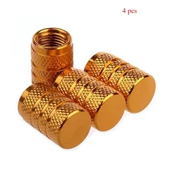 Premium Dustproof Aluminum Valve Stem Caps - Set of 4 Tire Valve Protectors (Yellow)