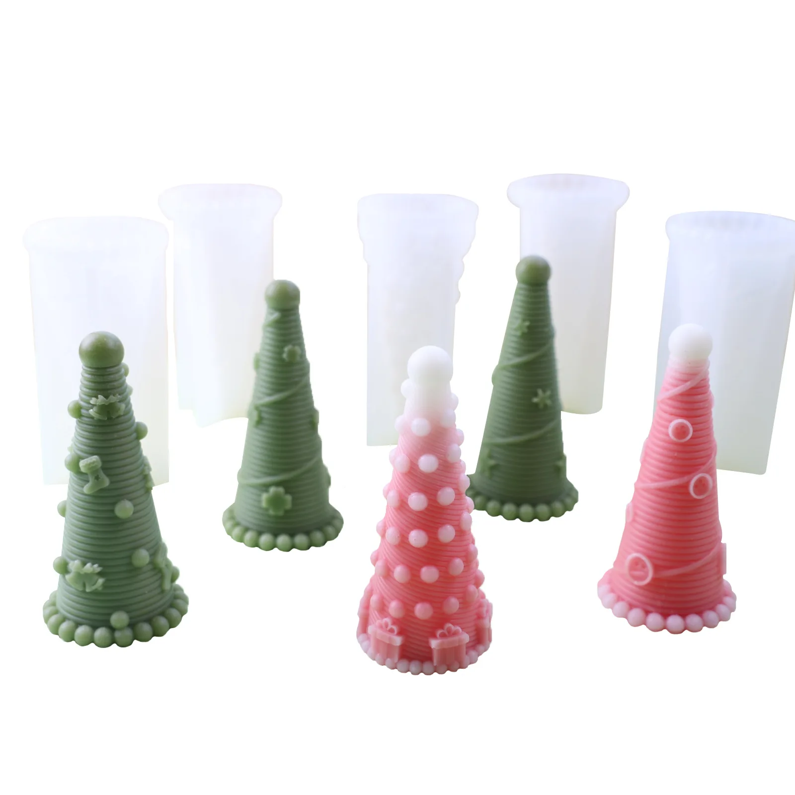 

5 Dotted Christmas Tree Silicone Mold Gypsum form DIY Handmade Plaster Candle Ornaments Handicrafts Mold Hand Gift Making Kitche