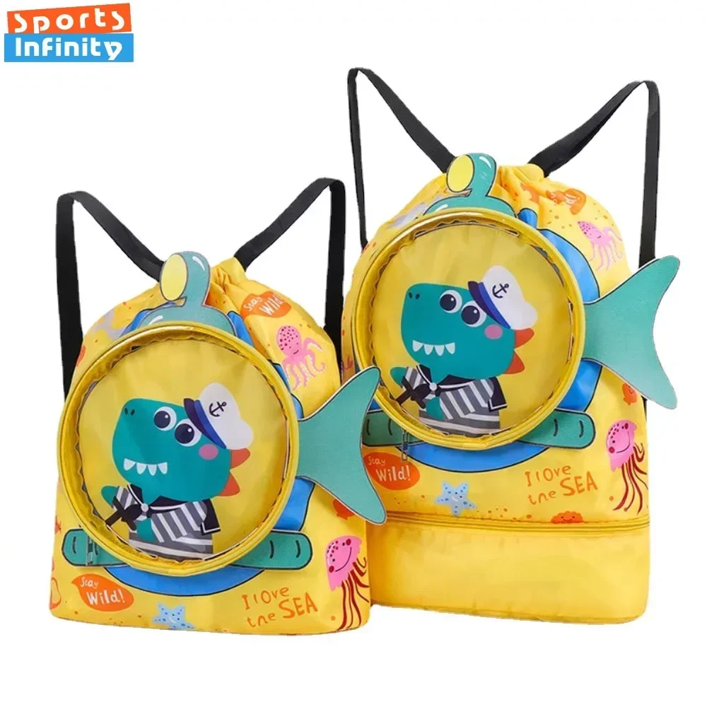 Childrens Cartoon Swimming Bag Waterproof Wet Dry Clothes with Shoes Goggles Storage Bags Pouch Backpack Swimming Accessories 2