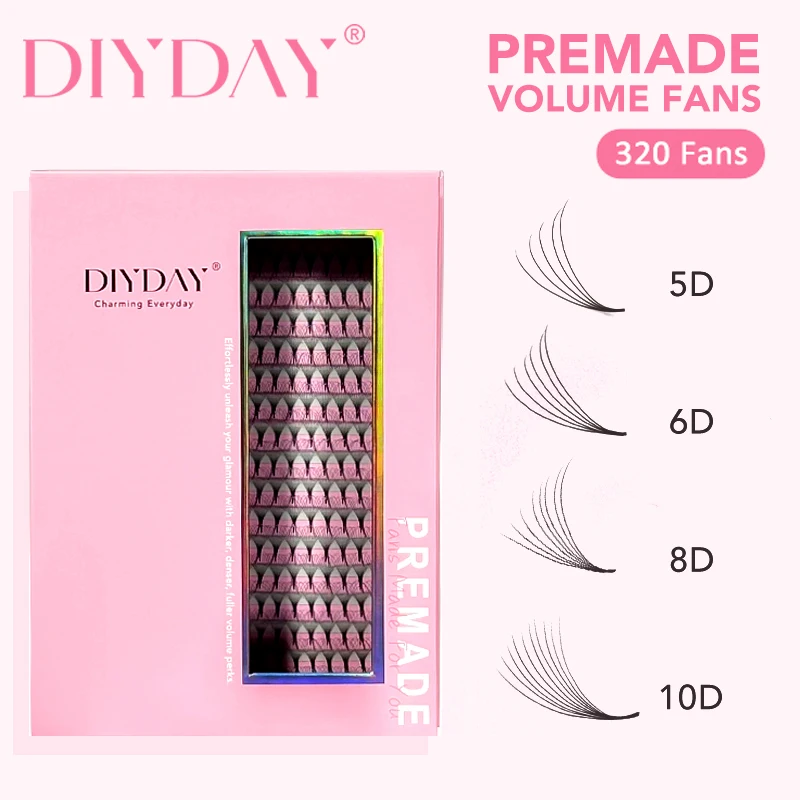 Premade Volume Fans 5D 6D 8D 10D Eyelash Extension Thin Pointy Base 320Fans False Mink Lashes fake eyelashes
