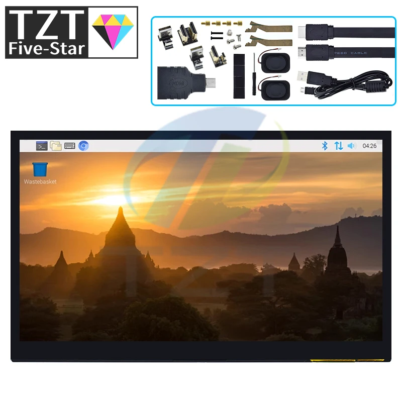 

TZT 10.1 Inch HDMI-compatible LCD Display Module 10.1" Capacitive Touch Screen 1024X600 IPS HD Viewing For Raspberry Pi B 3B+/4B