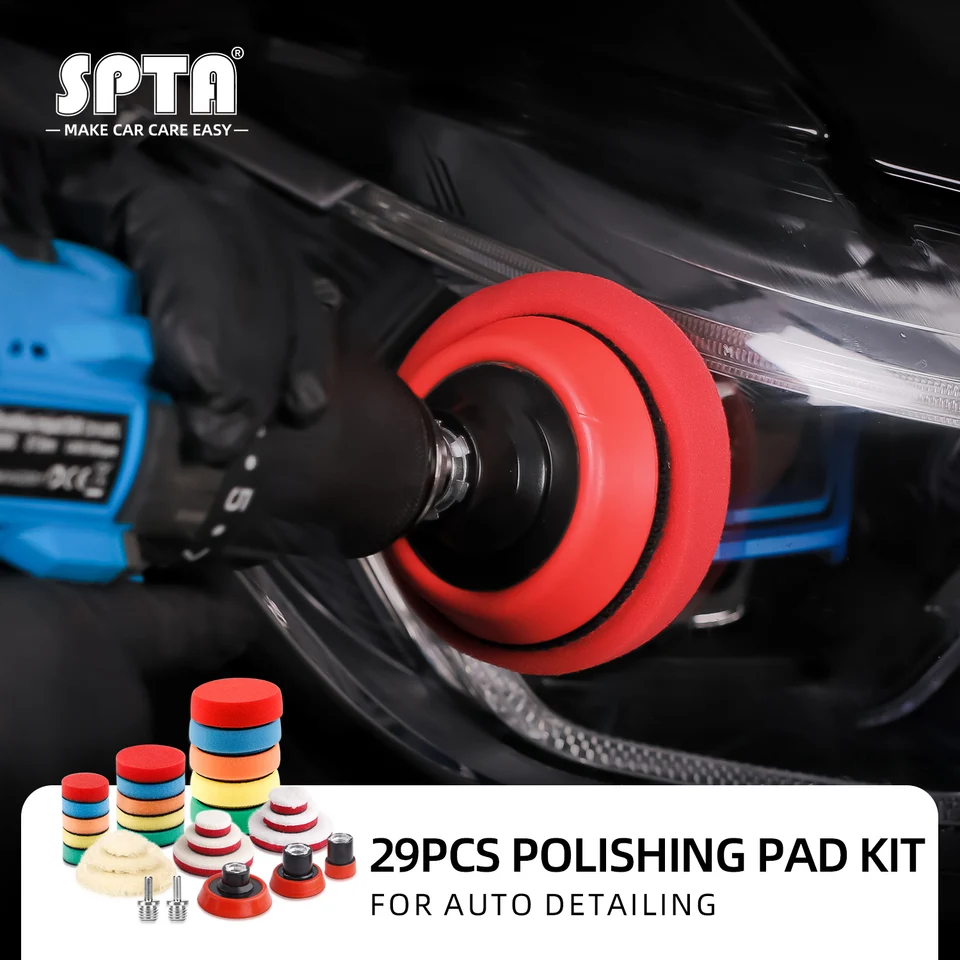SPTA 1/2/3 Inch Foam Polishing Buffing Wool Pad Back Plate Sponge Kit for  Car Rotary Polisher Drill Waxing - AliExpress