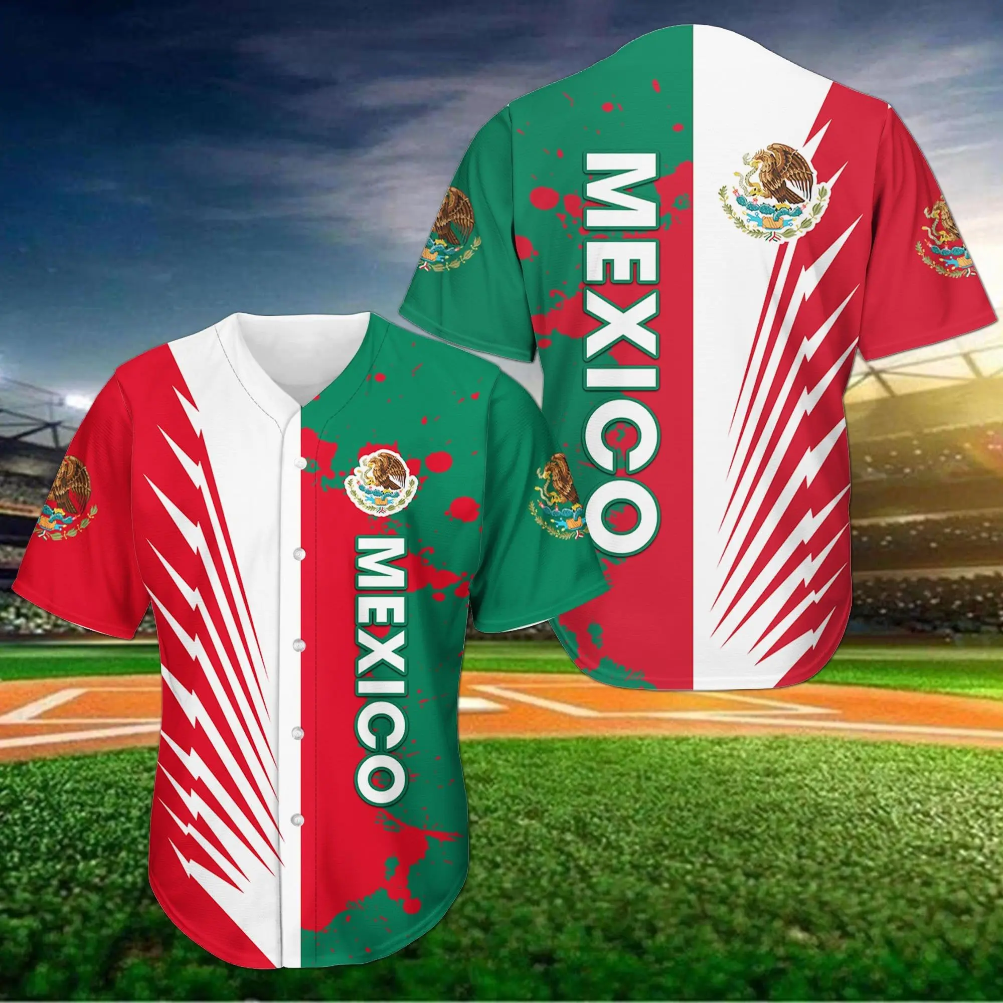 PLstar Cosmos Mexico Custom Name Baseball Shirt Jersey Summer NewFashion 3DPrint Funny Beach Short Sleeve Sport Casual A-1