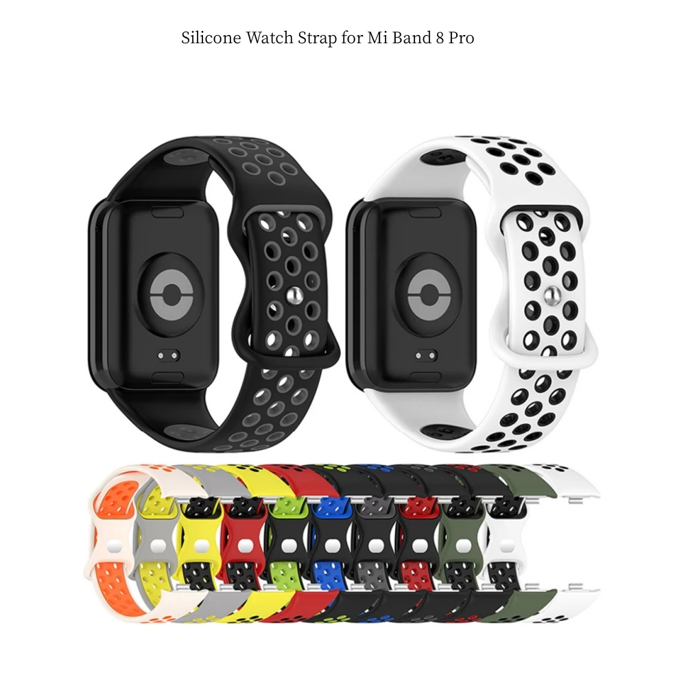 

Watch Strap for Mi Band 8 Pro Two-Tone Hole Style Soft Silicone Strap Replacement Smart Watch Accessories