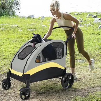 Dog Stroller Ultra-large 4 Wheels Pet Jogger Wagon Foldable Cart Travel Trolley Outdoor Animal Carrier Load Up To 55kg 3