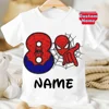 New Summer 2025 Kid 2 3 4 5 6 7 8 9 Birthday Marvel Spiderman Girl TShirt The Hulk Personalize Name Birthday Party Boy T-shirt 5