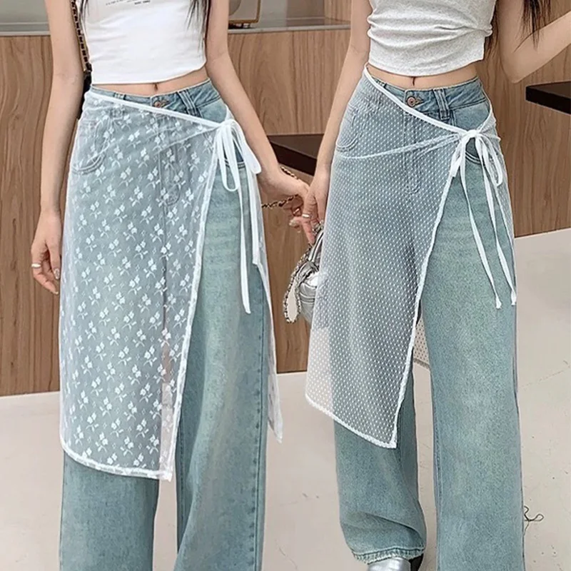 

Женская многослойная юбка-блоггер, кружевная сетчатая юбка-фартук в Корейском стиле, модель Y2k, 2024