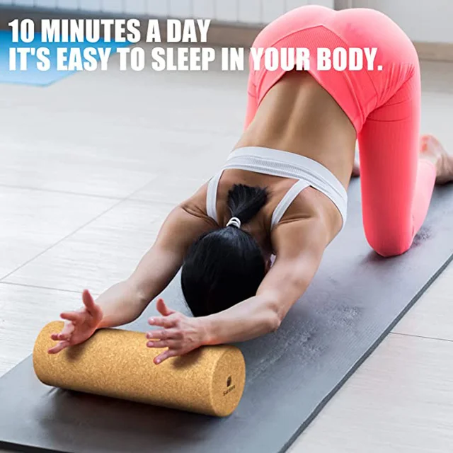 Natural Cork Yoga Pillar Fitness Myofascial Release Column Exercises Massage Roller for Workout Pilates Back Full Body Leg 4