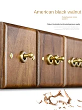 

High Quality Retro American Industrial Style Light Switch Socket, Solid Wood Brass Toggle Switch Plate, Antique Home Stay Switch