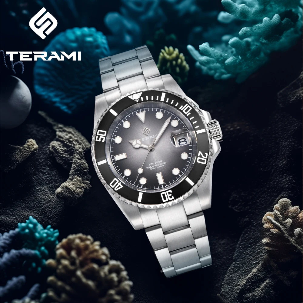 

TERAMI Style Diving Watch Water Ghost 40mm Sapphire 316L Case 300M Waterproof Automatic Mechanical Sports Men's Watches 2024