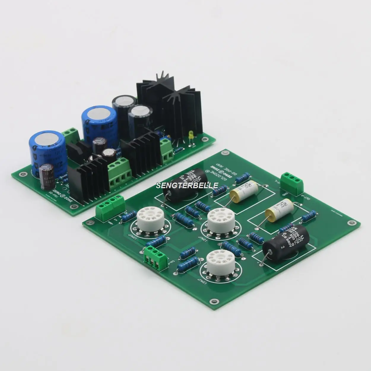 Scheda Preamplificatore Valvolare Gg 12Au7 / Ecc82 Hifi A Terra + Scheda Di Alimentazione Dc200V