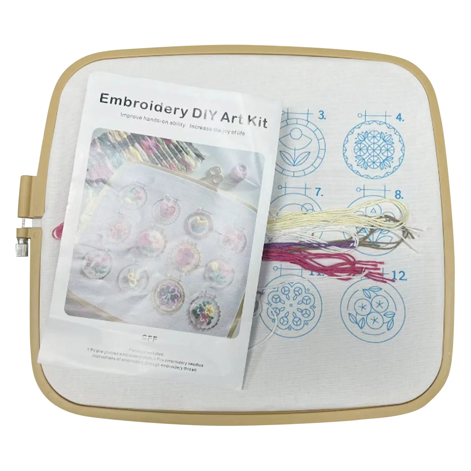 Small Flower Frame Embroidery Kit,Learn 12 Different Stitches Floral Embroidery Starters Kit, For Beginners With Instructions