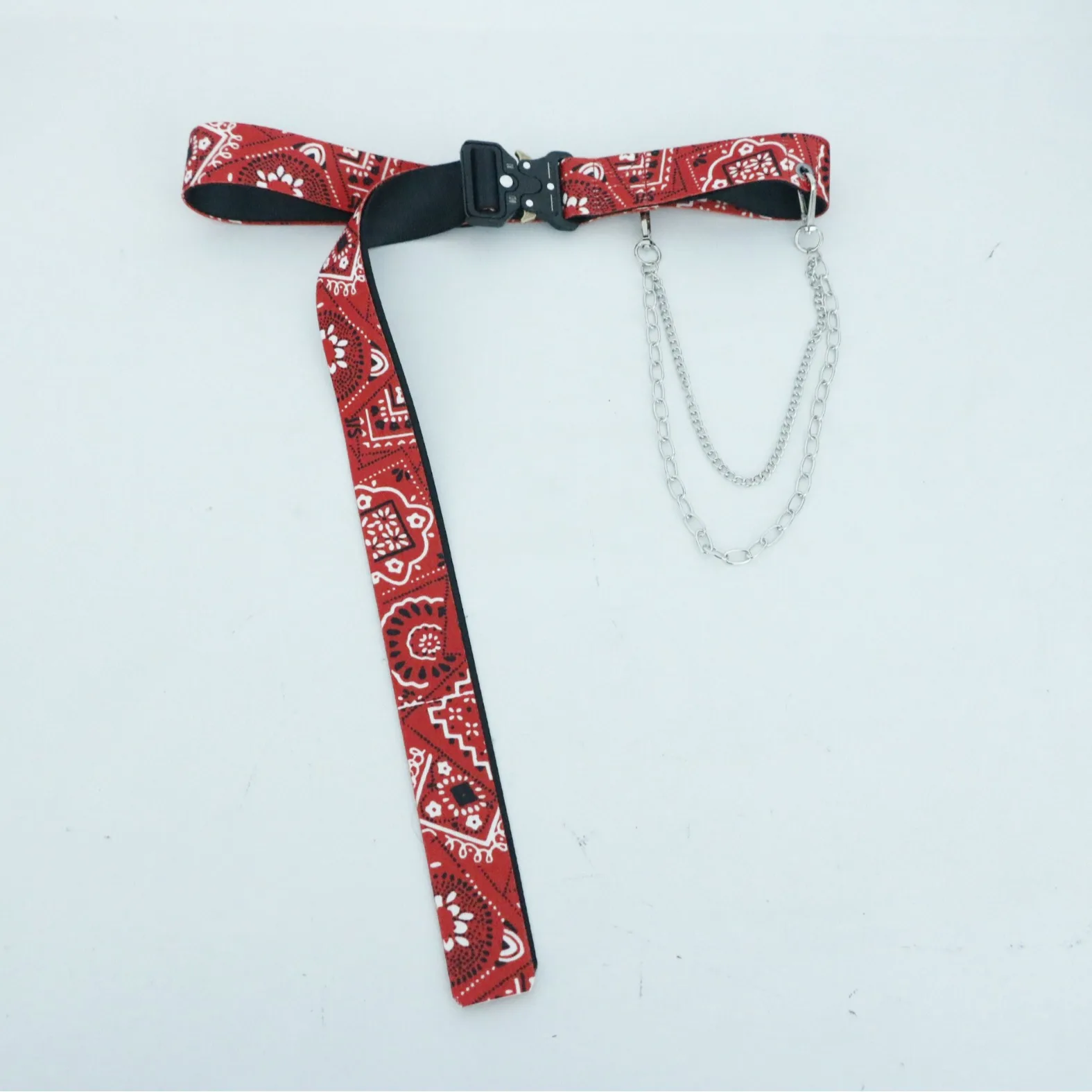 Hip-hop style belt, stylish double pendant cro flower print, hip-hop accessory trouser belt punk embellished belt