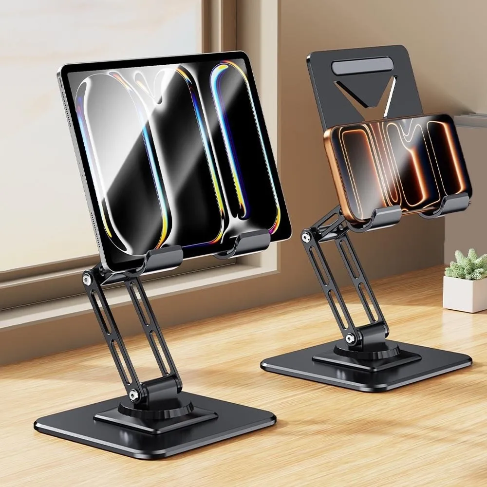Rotatable Foldable Adjustable Tablet and Phone Stand with Anti-Slip Metal Frame