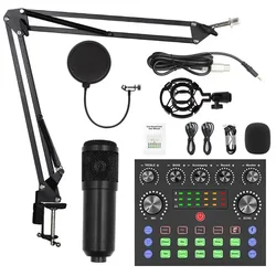 Premium Condenser Microphone Kit with USB and Suspension Bracket (Style B Black)