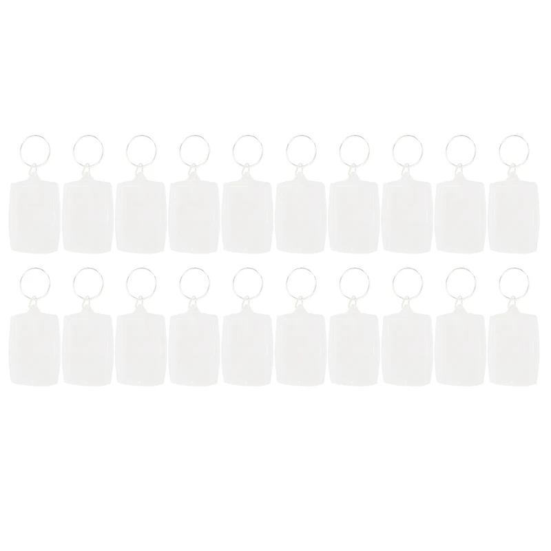 

20Pcs Transparent Blank Insert Photo Picture Frame Key Ring Split Keychain